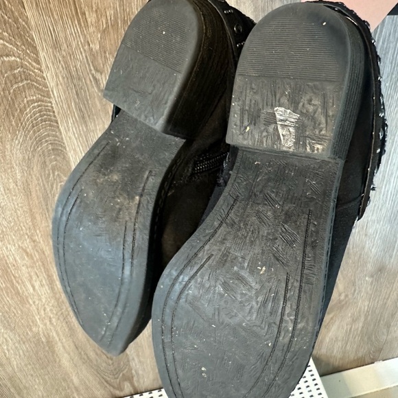 Not Rated Black Suede Studded Ankle Boots - Picture 6 of 7